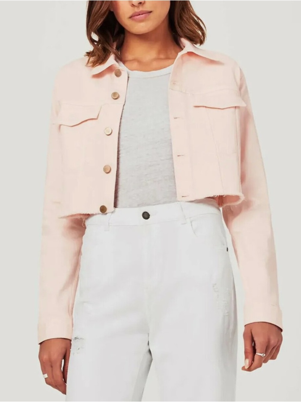 DL1961 Cropped Pink Denim Jacket